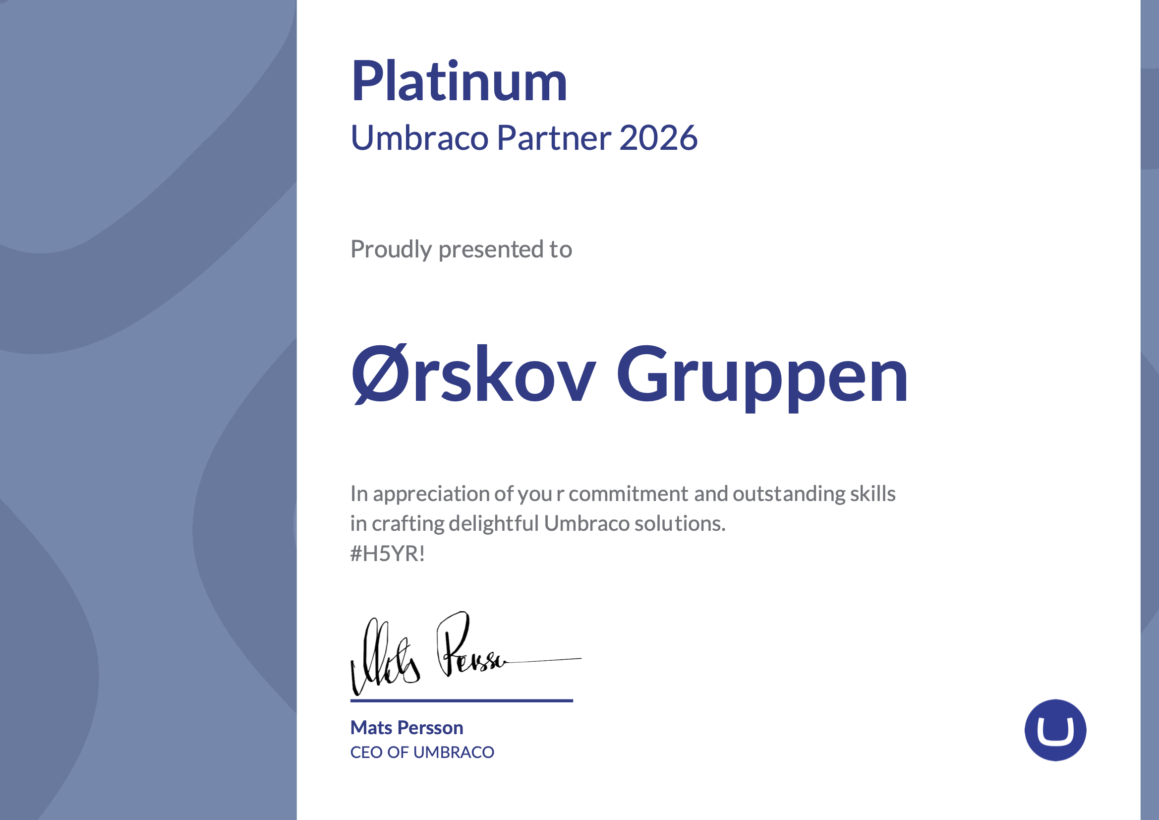 Vi er Umbraco Platinum Partner
