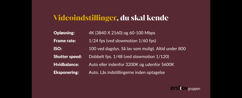 Et samlet overblik over de videoindstillinger, du skal bruge for at lave professionelle videoer med din iPhone